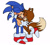 Size: 1154x1030 | Tagged: safe, artist:ilovetails, miles "tails" prower, sonic the hedgehog, adventures of sonic the hedgehog, age difference, blushing, duo, flat colors, gay, shipping, sonic x tails