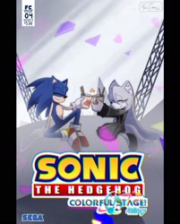 Size: 1440x1791 | Tagged: safe, artist:finncakes.png, sonic the hedgehog, dog, hedgehog, crossover, female, kanade yoisaki, male, mobianified, noodle, project sekai, sega logo