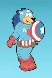 Size: 3254x4802 | Tagged: safe, artist:toonidae, sonic the hedgehog, captain america