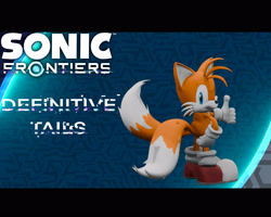 Size: 2560x2048 | Tagged: safe, artist:segasaturn, miles "tails" prower, sonic frontiers, 3d, english text, mod, smile, solo, text, thumbs up, wink