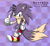 Size: 632x576 | Tagged: safe, artist:lexi towers, miles "tails" prower, sonic the hedgehog, fox, hedgehog, hybrid, 2021, checkered background, fusion, fusion:sonic, fusion:tails, green eyes, hand on hip, hedgefox, nike mouth, purple fur, smile, smiling at viewer, solo, standing, text, thumbs up, two tails
