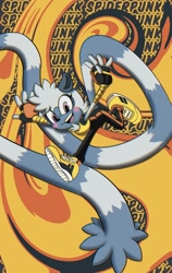 Size: 1200x1900 | Tagged: safe, artist:venom6791, tangle the lemur, 2022, abstract background, arms out, redraw, smile, smiling at viewer, solo