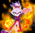 Size: 3500x3316 | Tagged: safe, artist:kc0331, artist:xxkenthewolfxx, blaze the cat, 2018, abstract background, border, female, fire, fire hand, flame, front view, frown, looking offscreen, smile, solo, standing