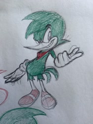 Size: 1536x2048 | Tagged: safe, artist:makveo, bean the dynamite, bird, 2025, smile, smiling at viewer, solo, standing, traditional media