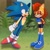 Size: 2000x2000 | Tagged: safe, artist:sonikku1999, sally acorn, sonic the hedgehog, chipmunk, hedgehog, 2022, duo, forest, sally x sonic, sally's ringblader outfit, shipping, straight