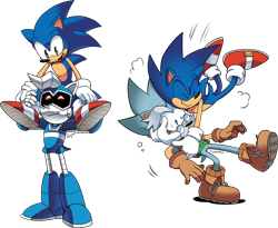 Size: 2704x2218 | Tagged: safe, artist:drawloverlala, jules hedgehog, sonic the hedgehog, uncle chuck, hedgehog, 2018, carrying them, duo, father and son, father's day, happy, hugging, roboticized, smile, uncle and son