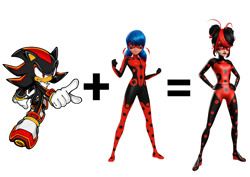 Size: 2652x1878 | Tagged: safe, shadow the hedgehog, hedgehog, female, ladybug (miraculous), male, math, white background