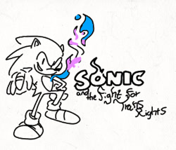 Size: 1125x964 | Tagged: safe, artist:stardust_kart, sonic the hedgehog, 2025, fire, flame, line art, looking at viewer, monochrome, pride, simple background, smile, solo, sonic and the secret rings, spot color, text, trans pride, trans rights, white background, wordplay