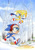 Size: 1024x1449 | Tagged: safe, artist:finikart, miles "tails" prower, sonic the hedgehog, 2019, abstract background, alternate outfit, arms out, clothes, clouds, daytime, duo, flower, flying, hat, looking ahead, looking at them, looking offscreen, mid-air, outdoors, running, scarf, smile, snow, spinning tails, spring, tree, ushanka hat, winter outfit
