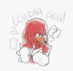 Size: 766x743 | Tagged: safe, artist:graves-yard, knuckles the echidna, echidna, 2025, english text, heart, looking down, question mark, simple background, solo, text, white background