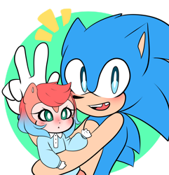 Size: 1280x1326 | Tagged: safe, artist:g-silverscythe, sonic the hedgehog, oc, oc:suri acorn, chipmunk, hedgehog, 2020, baby, cute, duo, sally x sonic, shipping, straight