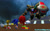Size: 1280x800 | Tagged: safe, artist:songokussjgodssj, knuckles the echidna, miles "tails" prower, robotnik, sonic the hedgehog, echidna, fox, hedgehog, human, sonic heroes, 2025, 3d, abstract background, egg emperor, group, looking at each other, looking at them, mid-air, outdoors, robot, shield, standing, sword, team sonic