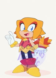 Size: 739x1024 | Tagged: safe, artist:cerberustheterrible, trip the sungazer, lizard, 2024, eyelashes, flat colors, looking at viewer, mouth open, obtrusive watermark, open smile, redesign, simple background, smile, smiling at viewer, solo, standing, watermark, white background