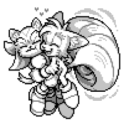 Size: 300x300 | Tagged: safe, artist:shadails, miles "tails" prower, shadow the hedgehog, 2025, aged up, arm fluff, cute, duo, ear fluff, eyes closed, flying, fur markings, gay, greyscale, heart, hugging, mid-air, monochrome, pixel art, shadow x tails, shadowbetes, shipping, simple background, smile, spinning tails, sprite, tailabetes, transparent background