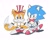 Size: 1571x1269 | Tagged: safe, artist:neku_646611, miles "tails" prower, sonic the hedgehog, fox, hedgehog, 2025, bowtie, classic sonic, classic tails, duo, hat, male, simple background, smile, standing, white background
