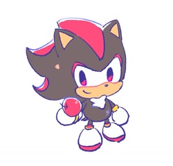 Size: 1201x1155 | Tagged: safe, artist:neku_646611, shadow the hedgehog, 2025, apple, cute, food, fruit, shadowbetes, simple background, solo, standing, white background