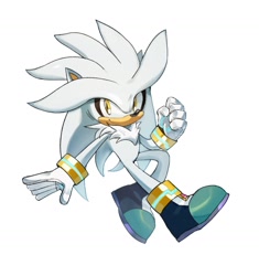 Size: 1404x1494 | Tagged: safe, artist:neku_646611, silver the hedgehog, 2025, simple background, smile, solo, white background