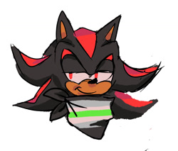 Size: 1500x1277 | Tagged: safe, artist:faustsus0, shadow the hedgehog, hedgehog, 2020, agender, agender pride, agender shadow, bandana, lidded eyes, pride, simple background, smile, solo, solo agender, white background