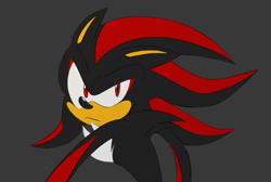 Size: 1280x862 | Tagged: safe, artist:iceees, shadow the hedgehog, 2019, flat colors, grey background, looking at viewer, simple background, solo