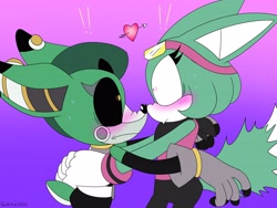 Size: 4000x3000 | Tagged: safe, artist:fartist2020, cassia the pronghorn, sonar the fennec, blushing, noses are touching