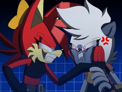 Size: 4000x3000 | Tagged: safe, artist:fartist2020, fiona fox, tangle the lemur, hands on another's face