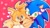 Size: 741x417 | Tagged: safe, artist:tails_s, miles "tails" prower, sonic the hedgehog, 2025, abstract background, age difference, blushing, cute, duo, ear fluff, gay, heart, hugging, looking at viewer, mouth open, one fang, outline, shipping, smile, sonabetes, sonic x tails, tailabetes, valentine's day