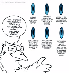 Size: 1948x2048 | Tagged: safe, artist:thatbirdguy_, miles "tails" prower, oc, bird, 2025, dialogue, drawing tutorial, english text, eye, glasses, shading tutorial, simple background, smile, speech bubble, tutorial, white background