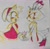 Size: 2048x2007 | Tagged: safe, artist:wikihowhowtoexist, amy rose, blaze the cat, 2025, amy x blaze, amybetes, blazebetes, blushing, cute, duo, eyes closed, holding hands, lesbian, looking at them, monochrome, mouth open, one fang, shipping, side view, smile, standing, traditional media, wagging tail