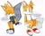 Size: 2048x1692 | Tagged: safe, artist:ilovetails, artist:insaneaboutthislittlefox, miles "tails" prower, nine, sonic the hedgehog, sonic prime, 2025, duo, english text, frown, gay, lidded eyes, looking at them, looking away, looking offscreen, nine x tails, self paradox, selfcest, shipping, sitting, sketch, tails, tails x tails, thought bubble