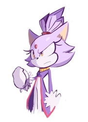 Size: 612x847 | Tagged: safe, artist:freessso, blaze the cat, 2025, clenched fist, frown, looking offscreen, simple background, solo, white background