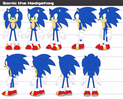 Size: 4961x4000 | Tagged: safe, artist:crystal-ribbon, sonic the hedgehog, 2018, character name, flat colors, reference sheet, smile, solo