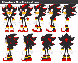 Size: 4961x4000 | Tagged: safe, artist:crystal-ribbon, shadow the hedgehog, 2021, character name, flat colors, frown, reference sheet, solo