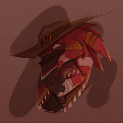 Size: 2048x2048 | Tagged: safe, artist:the-lavender-clown, knuckles the echidna, 2025, cowboy, hand on hip, hat, looking offscreen, signature, solo