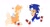 Size: 2048x1114 | Tagged: safe, artist:sunpeppermiint, miles "tails" prower, sonic the hedgehog, 2025, age difference, duo, flower, flower bouquet, gay, heart, looking at each other, mouth open, petal, running, shipping, simple background, sonic x tails, standing, valentine's day, white background