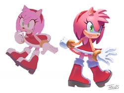 Size: 1024x768 | Tagged: safe, artist:te_rio_s, amy rose, 2025, signature, simple background, smile, solo, standing, white background