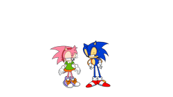 Size: 3264x1836 | Tagged: safe, artist:soniccrystalringsdx, amy rose, sonic the hedgehog, sonic cd, amy x sonic, classic amy, classic sonic, classic style, duo, heart eyes, redraw, shipping, straight, transparent background, unamused