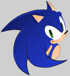 Size: 615x667 | Tagged: safe, artist:6xsxsx9, sonic the hedgehog, 2025, grey background, looking at viewer, simple background, smile, solo