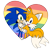 Size: 2048x2022 | Tagged: safe, artist:triplettailedfox, miles "tails" prower, sonic the hedgehog, 2025, aged up, clenched teeth, duo, flat colors, gay, heart, holding each other, holding hands, looking at viewer, looking over shoulder, mobius.social exclusive, mouth open, older, one eye closed, one fang, pride, shipping, signature, simple background, smile, sonic x tails, standing, transparent background, wink