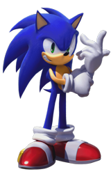 Size: 818x1277 | Tagged: safe, editor:rikgamer692, sonic the hedgehog, 2024, 3d, clenched teeth, edit, fixing glove, looking at viewer, redesign, simple background, smile, solo, standing, transparent background