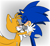 Size: 2048x1894 | Tagged: safe, artist:triplettailedfox, miles "tails" prower, sonic the hedgehog, 2025, aged up, blushing, clenched teeth, duo, eyes closed, finger under chin, gay, gradient background, mobius.social exclusive, older, shipping, signature, smile, sonic x tails, sparkle, standing