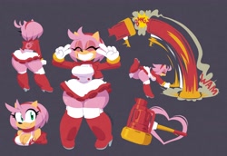 Size: 4096x2822 | Tagged: safe, artist:captainmolasses, amy rose, big butt, piko piko hammer, redesign, smile, thick thighs