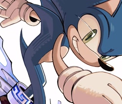 Size: 1992x1697 | Tagged: safe, artist:yeboiicj, sonic the hedgehog, 2025, clenched teeth, looking at viewer, running, simple background, smile, smiling at viewer, solo, white background