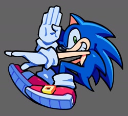 Size: 1745x1581 | Tagged: safe, artist:0924chan, sonic the hedgehog, 2025, grey background, looking at viewer, posing, salute, simple background, smile, solo