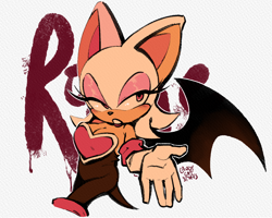 Size: 1718x1374 | Tagged: safe, artist:candycatstuffs, rouge the bat, 2023, blushing, character name, grey background, hand out, lidded eyes, looking offscreen, simple background, solo, standing