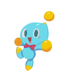 Size: 1080x1317 | Tagged: safe, artist:freessso, cheese (chao), chao, 2025, arms up, cheeseabetes, looking at viewer, mouth open, neutral chao, simple background, smile, solo, white background