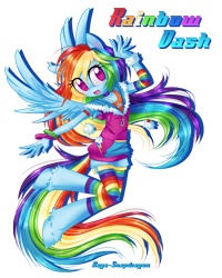 Size: 720x900 | Tagged: safe, artist:kaya-snapdragon, barely sonic related, character name, crossover, cute, eye clipping through hair, looking at viewer, mobianified, mouth open, my little pony, pegasus, pony, rainbow dash, signature, simple background, smile, solo, transparent background