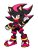 Size: 1652x2152 | Tagged: safe, artist:k3llywolfarts, shadow the hedgehog, oc, oc:shinn the hedgehog, 2024, belt, clenched fists, crop top, flat colors, frown, gender swap, looking at viewer, outline, shorts, signature, simple background, solo, standing, transparent background