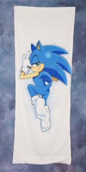 Size: 1020x2048 | Tagged: safe, artist:senshion, sonic the hedgehog, 2025, dakimakura, lidded eyes, looking at viewer, lying down, smile, solo