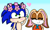 Size: 1206x735 | Tagged: safe, artist:harmonybunny2022, cream the rabbit, sonic the hedgehog, 2020, age difference, blushing, chip's necklace, cream x sonic, duo, eyes closed, flower, flower crown, gradient background, mouth open, shipping, smile, standing, straight, underage