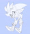 Size: 1280x1452 | Tagged: safe, artist:dailysilverthehedgehog, silver the hedgehog, 2019, bending over, blue background, cute, eyelashes, frown, looking offscreen, monochrome, simple background, solo